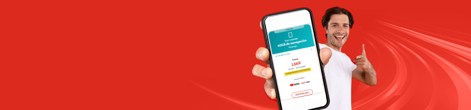 Banner promocional de portabilidad móvil Claro con persona sosteniendo smartphone y oferta de gigas de cortesía.